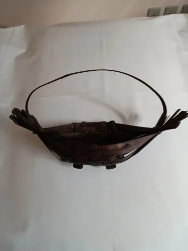 Cesta oval bambu artesanal decorativa 