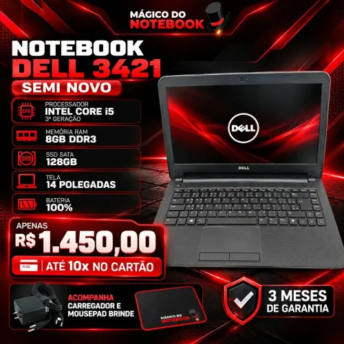 Notebook Dell i5 8Gb de RAM SSD 128Gb