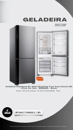 Geladeira Inteligente B= Smart Brastemp Frost Free Inverse 500 Litros Cor Inox BRE66AK -