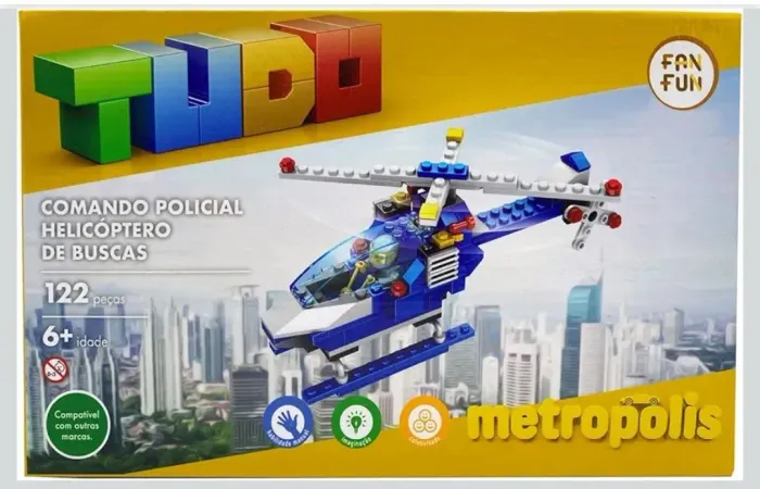 Comando policial helicóptero de busca Tudo Blocos de Montar 122Pçs Lacrado
