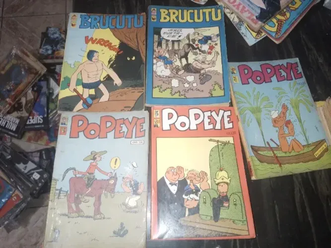 Lote de 5 gibis Popeye e Brucutu
