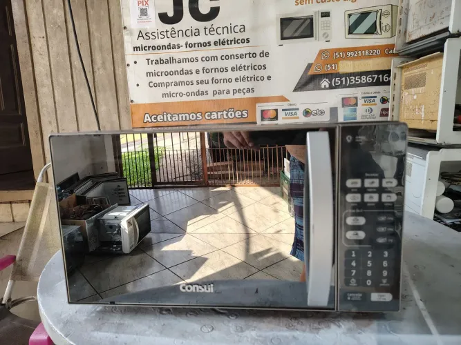 Microondas Cônsul 20 Litros Espelhado Cinza Grafite Garantia 3 Meses Temos Tele Entrega 