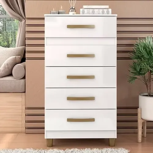 Cômoda Abrir Malta 5 Gavetas Branco - Fellicci