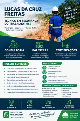 CONSULTORIA, PALESTRAS E TREINAMENTOS EM SEGURANÇA DO TRABALHO