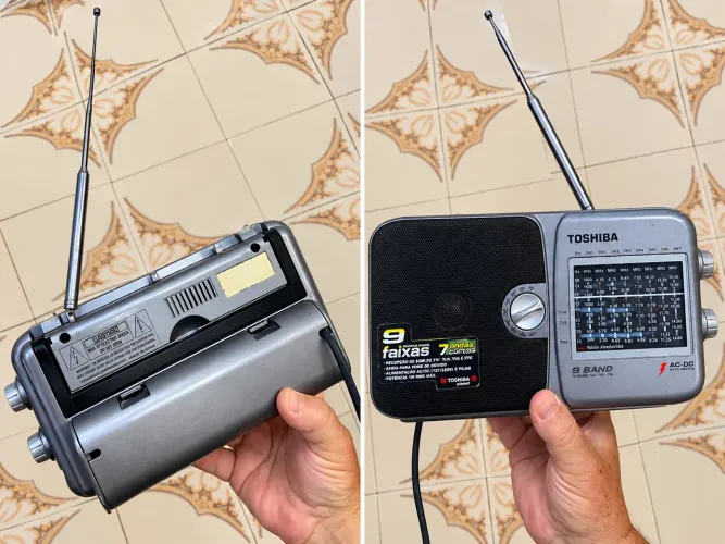 Rádio Portátil Toshiba 9 Faixas AM/FM e Ondas Curtas