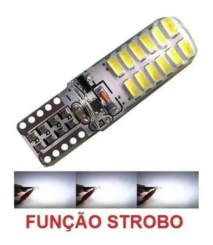 Lampada T10 Strobo 24 Led Siliconada Branca