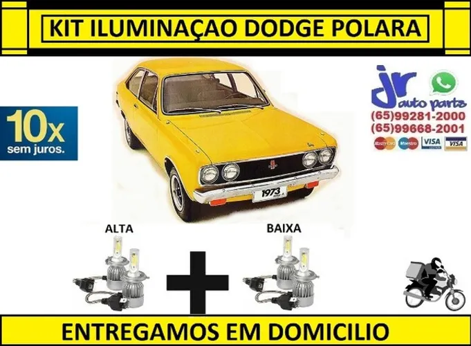 Kit Lampada Ultra LED(Alta e Baixa) Dodge Polara 6000K 12V 24V
