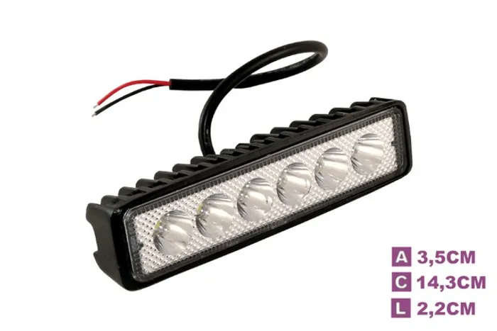 Farol de Milha 18W 6 Leds 12V/24V Lumi