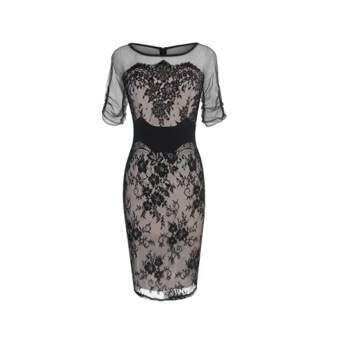 Vestido Midi Detalhe Tule Renda Festa Casamento etc
