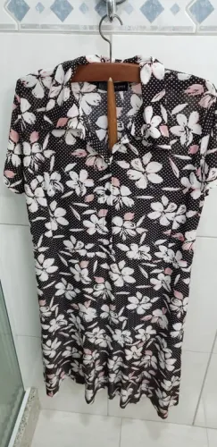 Vestido Floral Preto e Branco