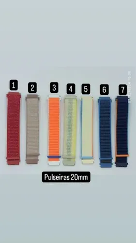 Pulseira 20mm Nylon para relógio smartwatch Samsung Amazfit Haylou etc