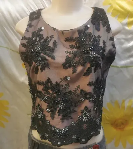 blusa/croped festa renda /bordada tam p/m