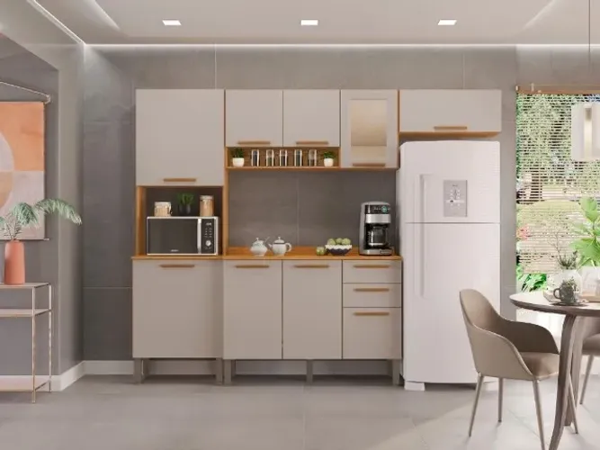 Cozinha Completa New Valência Reflecta 4 peças Cinamomo/Off White Frete Grátis 