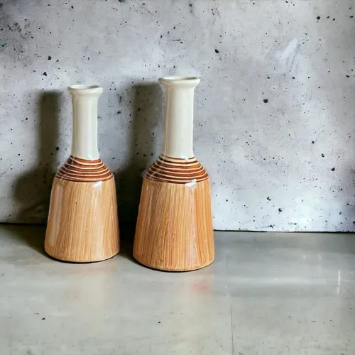 Par de Vasos Decorativos em Cerâmica 19cm 17cm NOVO