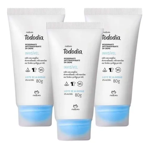 Kit com 3 desodorante algodão creme natura