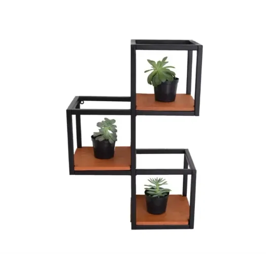 Prateleira Decorativa em Metal e Madeira