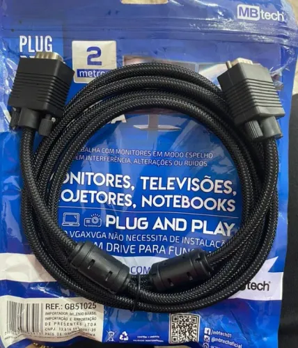 Cabo VGA 28 AWG para monitor HD15 macho x HD15 macho