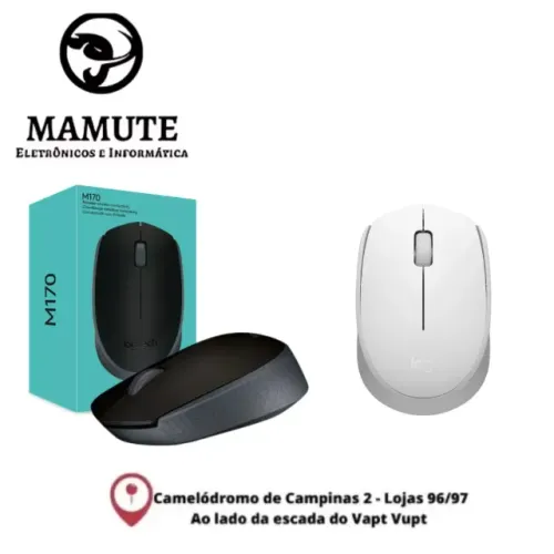 Mouse sem fio Logitech M170 - Disponível Branco Ou Preto