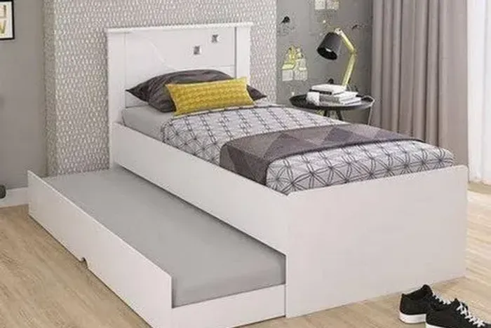 Cama de Solteiro com Cama Auxiliar Bianca na Pronta Entrega.