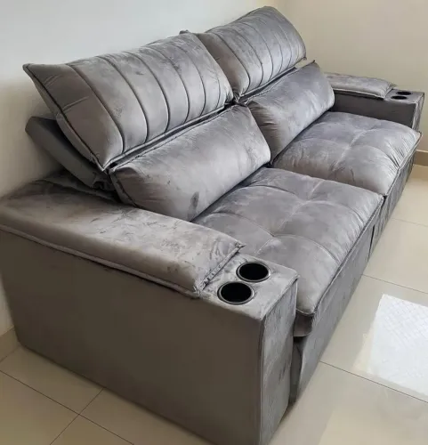 Sofa retrátil reclinável Bari molas ensacadas cinza e outras cores 