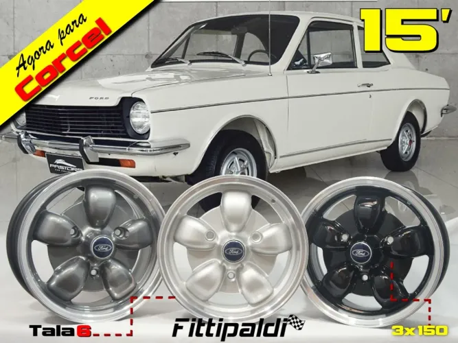 Rodas Fittipaldi Aro 15" para Ford Corcel fusca kombi vários acabamentos novas