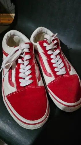 Tênis Vans Old Skool Bolt Vermelho e Branco - tamanho 40