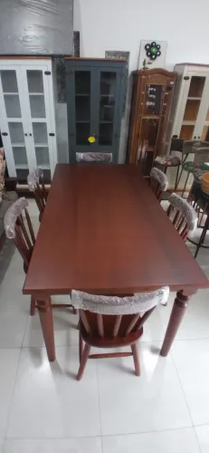 Super Promoção Lindo Conjunto Mesa Madeira Maciça c/ 6 Cadeiras