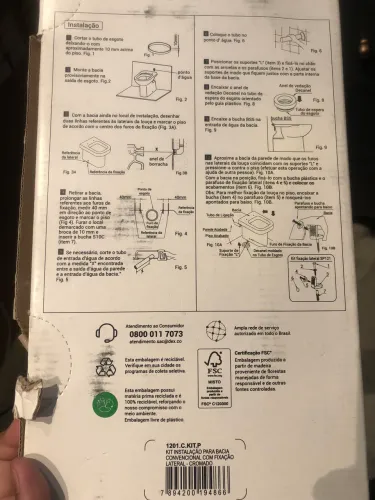 KIT DE INSTALAÇÃO PARA BACIA PISO FIXAÇÃO LATERAL DECA