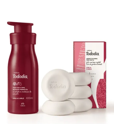 PROMOÇÃO Kit Creme e Sabonete Natura Tododia Cereja e Avelã 