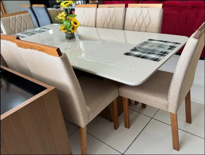 Mesa de Jantar 8 Cadeiras Cimol Helena 210x100 - Nova e embalada!!