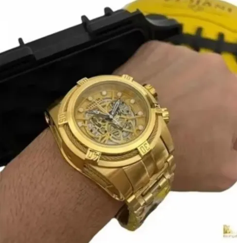 Invicta Zeus bolt banhado a ouro 18k Todo funcional