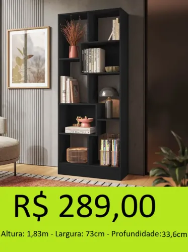 LIVREIRO ESTANTE COM NICHOS INTELIGENTES