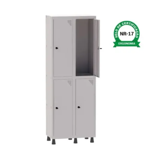 Roupeiro de Aço PAM 4 Portas Grandes 1,80×0,69×0,32m CZ/CZ Durável e Espaçoso 74202