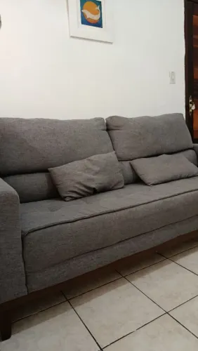 Sofá 4 Lugares Linoforte Blazer - Suede Linho Cinza, Confortável e Sofisticado