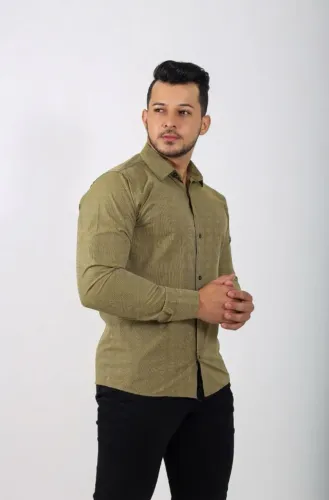 Camisa Social Masculina Manga Longa Verde Musgo - Tamanho P