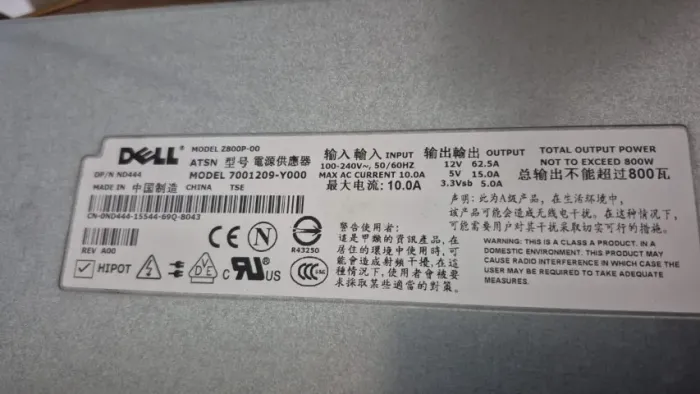 Fonte Servidor Dell Poweredge 1900 800w 0nd591 0nd444 Nd591 Nd444