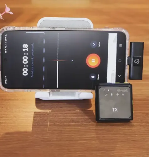 Microfone de Lapela individual Transmissor de áudio sem fio para celular