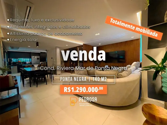 Casa em condomínio à venda com 140 m2 - 3 quartos - no bairro de Ponta Negra/Natal - 2 vag