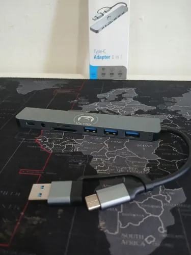 Adaptador Tipo C para P2 auxiliar, USB 3.0, TF, SD e USB-C PD / SUPER PROMOÇÃO