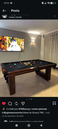 Mesa de Sinuca em Madeira pé em "U"