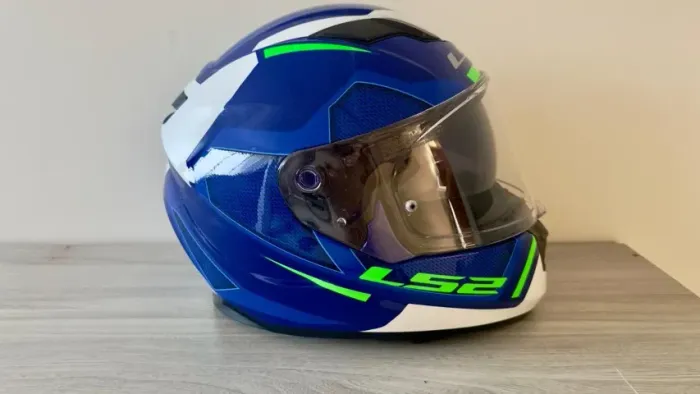 Capacete LS2 Ff320 Stream Azul Branco C/ Óculos Interno