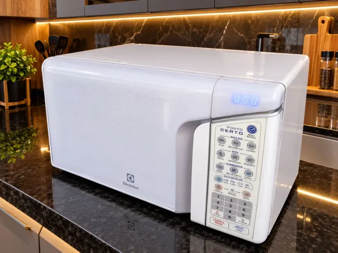 Microondas Eletrolux 31L funcionando perfeitamente.