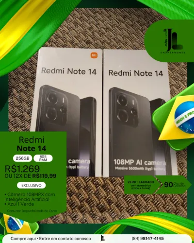 REDMI NOTE 14, 256GB, 8GB RAM, LACRADO, EXCLUSIVO!