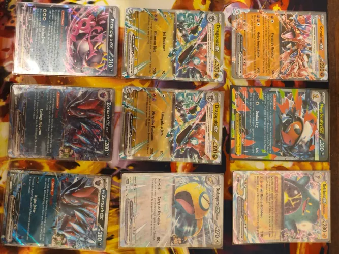 Lote de cartas pokémon ex regulares e Full art.