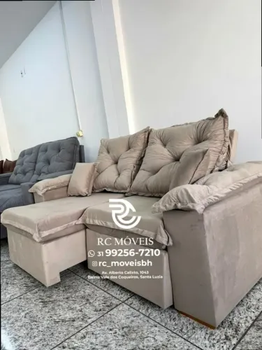 Sofá Retrátil e Reclinável 2m pillow 16cm - tecido veludo