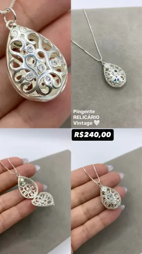 Pingente Relicário Vintage Prata 925