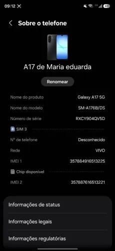 Vende a17 5g 8 mes de uso bem conservado