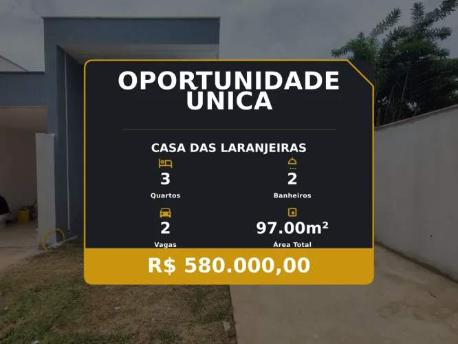 Linda Casa Linear em Das Laranjeiras  3 Quartos e Quintal Privativo