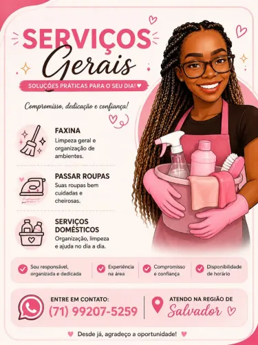 Faxina Caprichada e Passo Roupas - Preço Justo