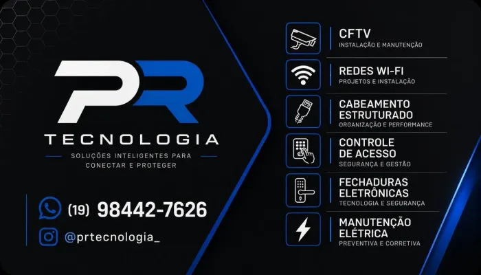 ? INSTALAÇÃO DE CÂMERAS, REDES E ELÉTRICA | PR TECNOLOGIA
